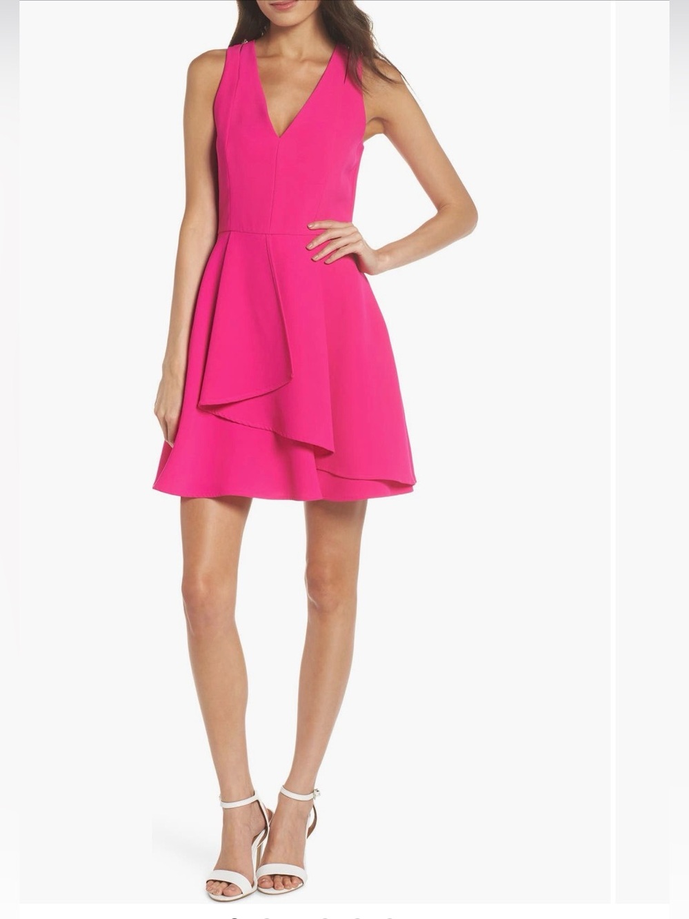 Adelyn Rae Hot Pink Crepe Fit and Flare Dress
